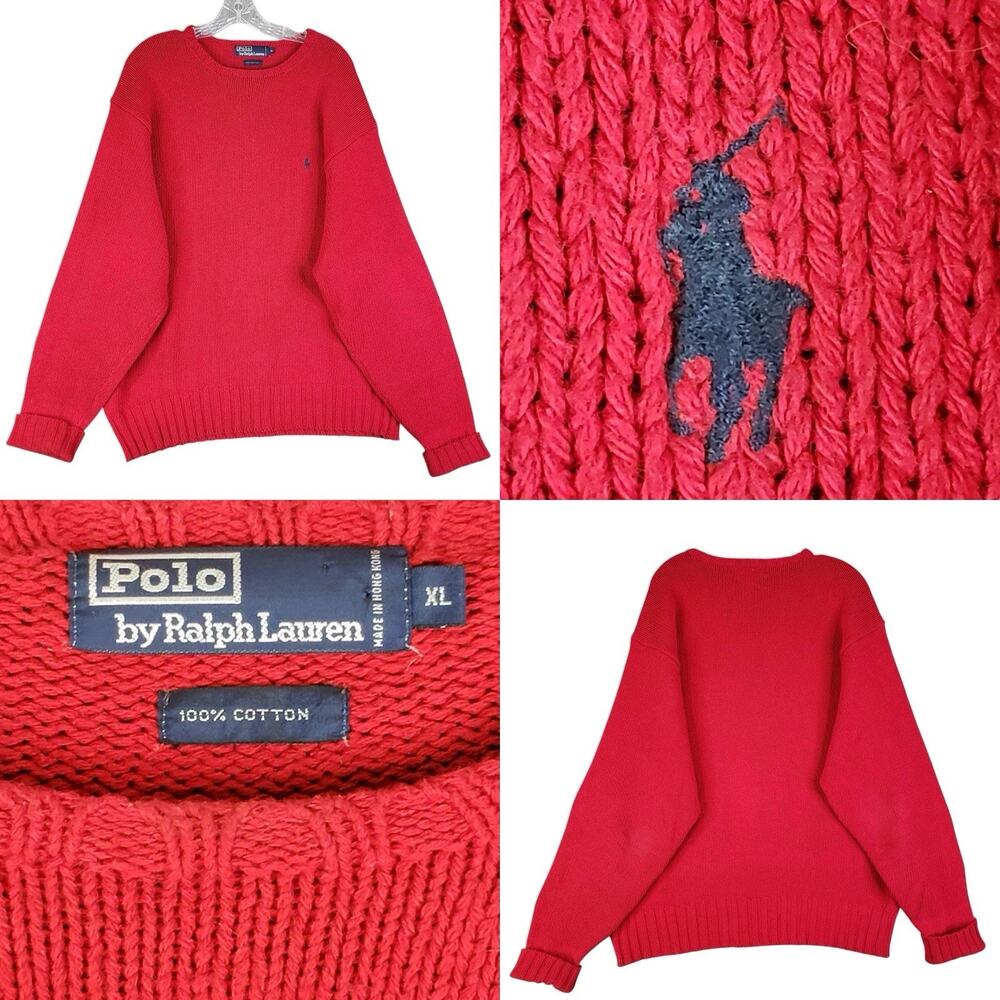 Vintage Polo Ralph Lauren Sweater Mens Size XL Pullover Hong Kong Chunky Knit